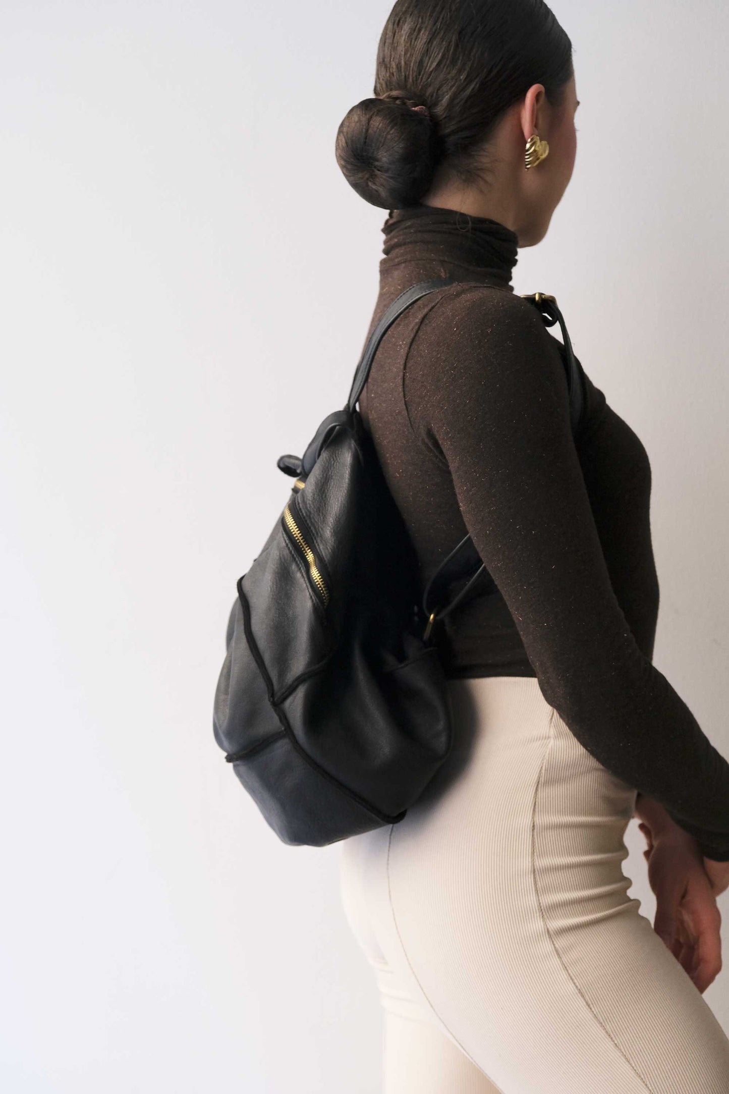 Reneri backpack black garment-dyed leather - Made in Italy -