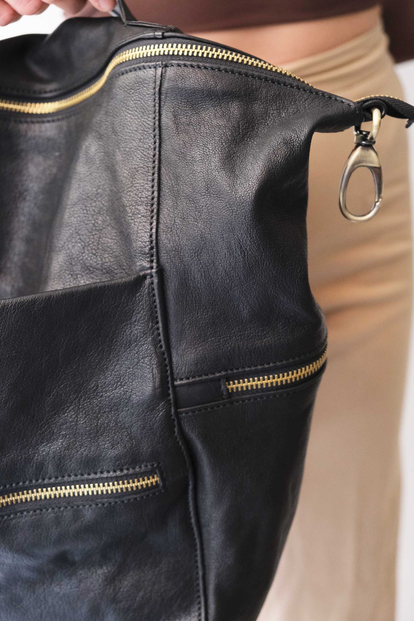 Vicky 2 backpack in black vegetable - Made in Italy -