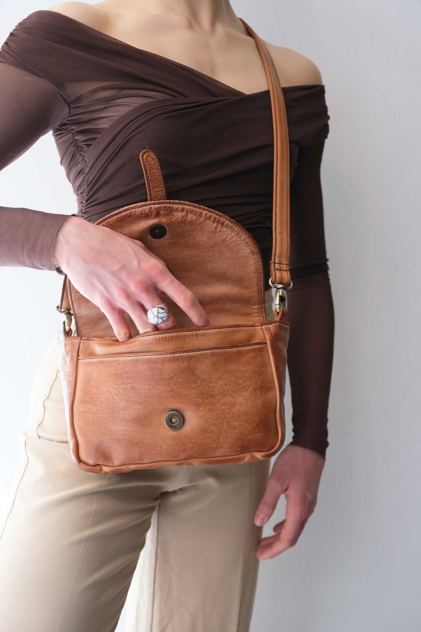 Barbara in turner cognac soft leather  - Made in Italy -
