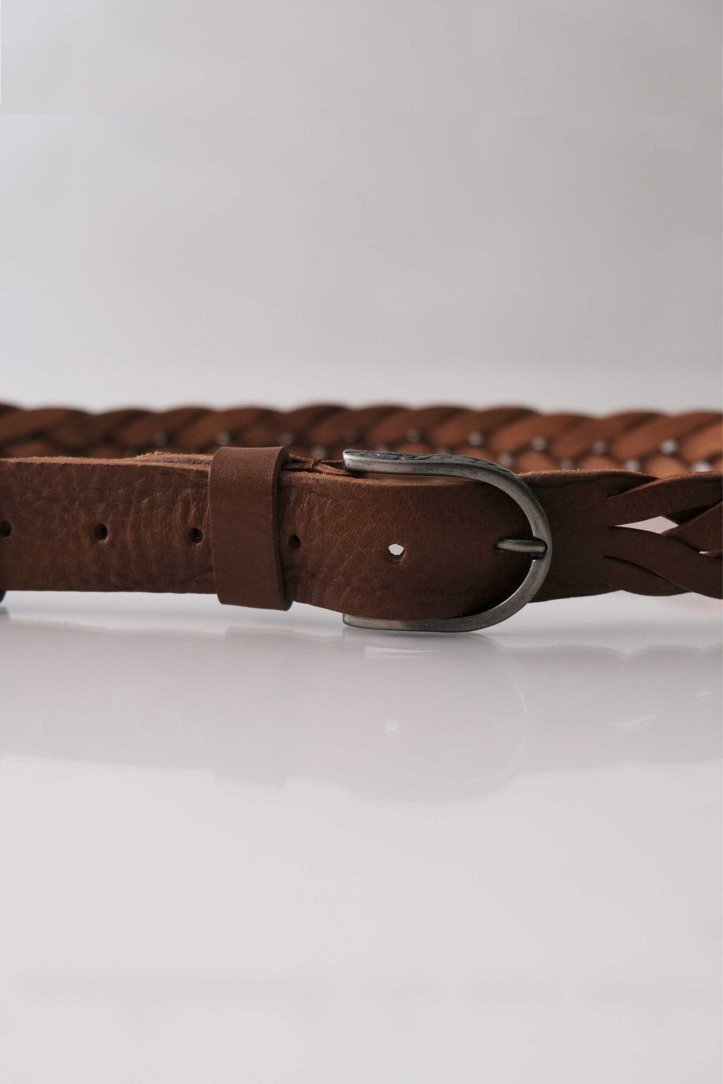 Belt Intreccio natural grain calf cognac - Made in Italy -