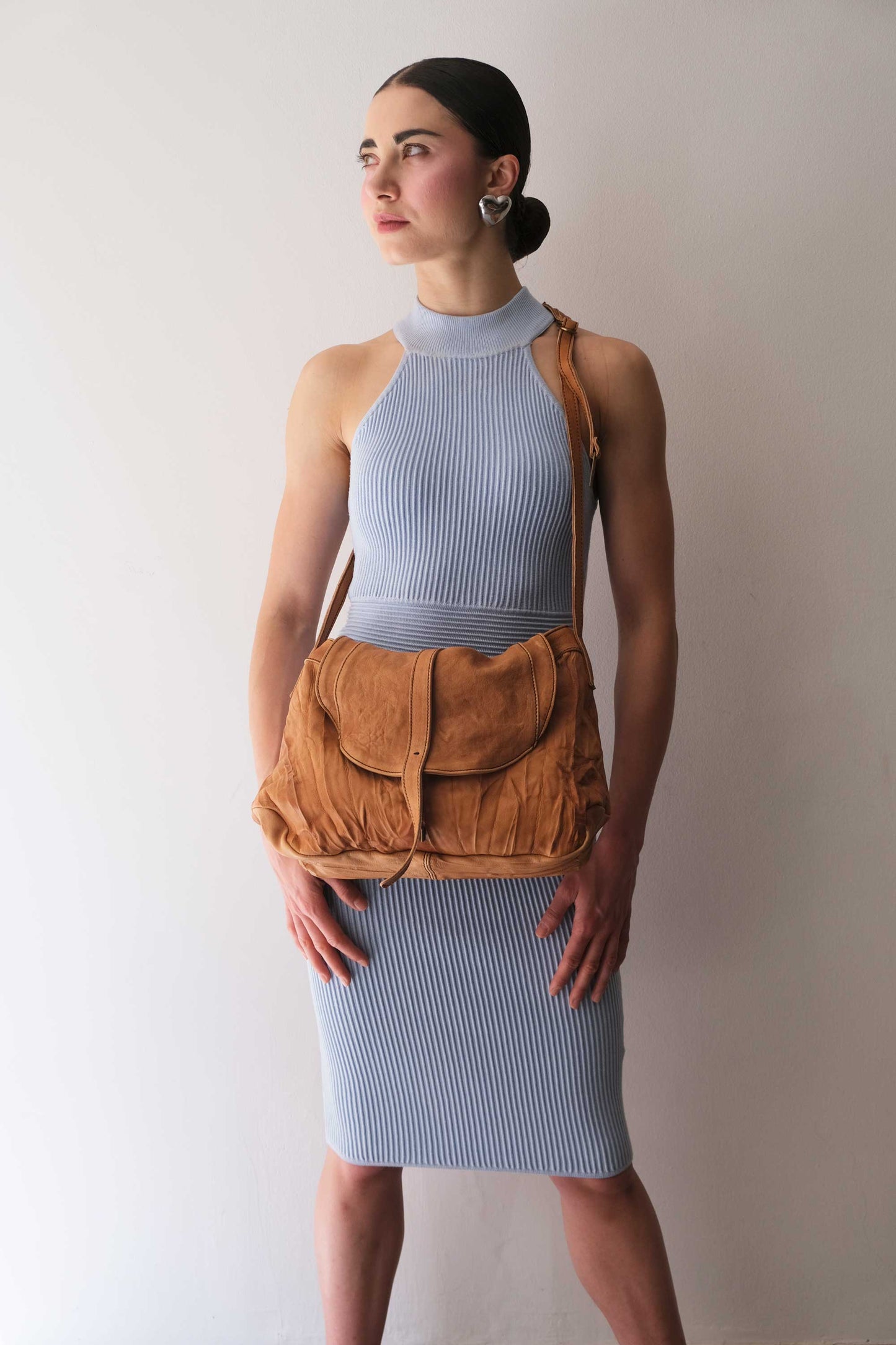 Do saddle bag cognac in soft nappa lomé - Made in Italy -