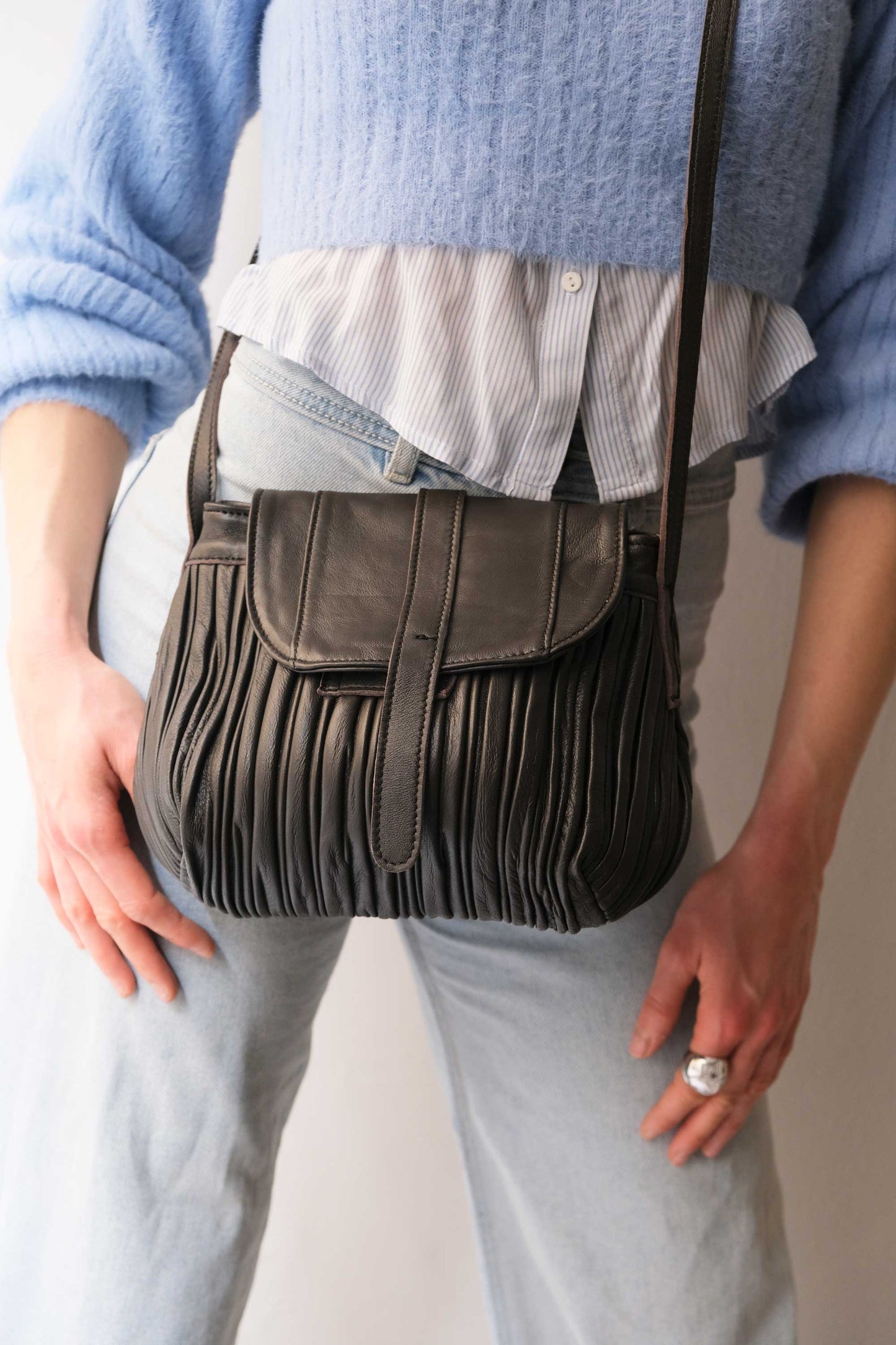PRE ORDER discount 15%- Do mini saddle bag in pleated brown colour nappa leather - use code PREORDER15 - DELIVERY IS ESTIMATED WITHIN APPROXIMATELY 30 DAYS FROM THE ORDER DATE- Made in Italy -