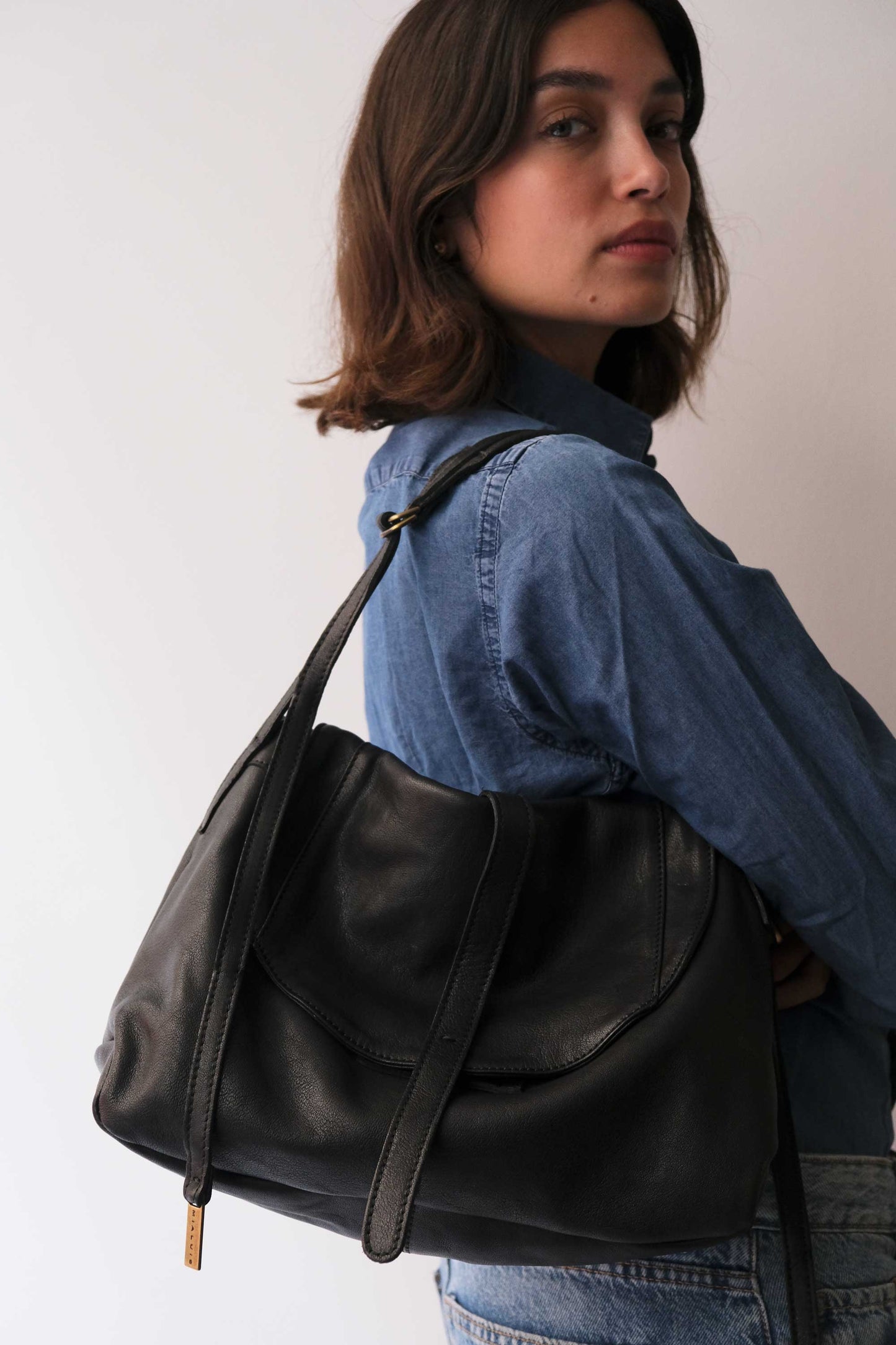 Do saddle bag in black soft nappa - Made in Italy -