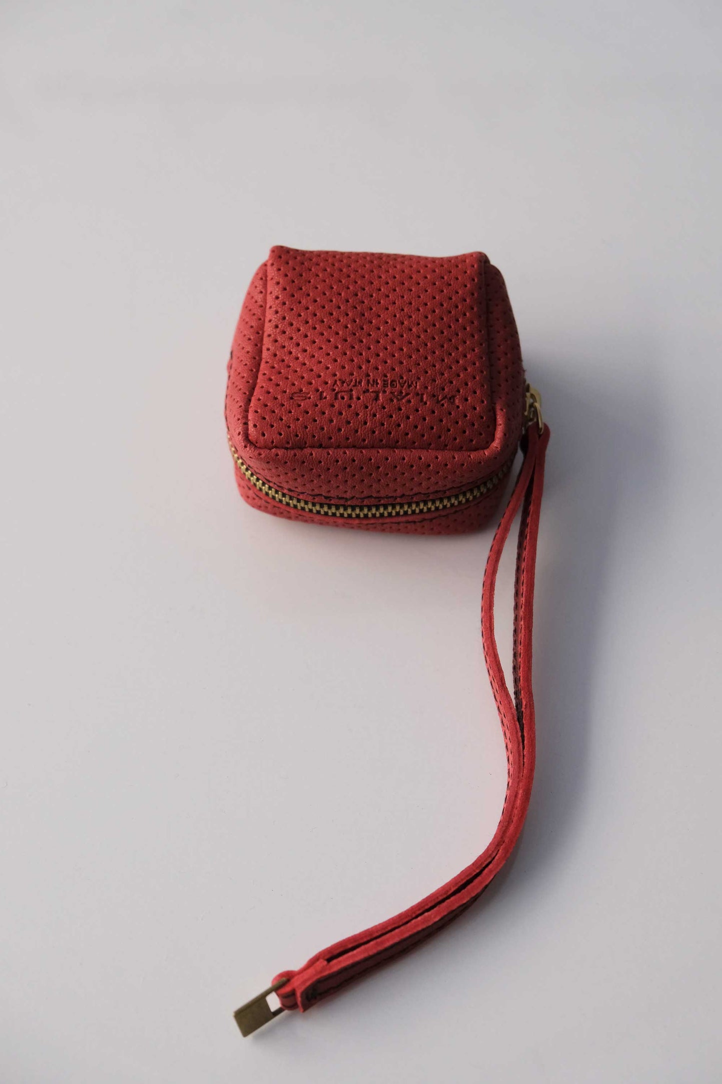 Dream box mini pochette in nappa red perforated vegetable leather - Made in Italy -