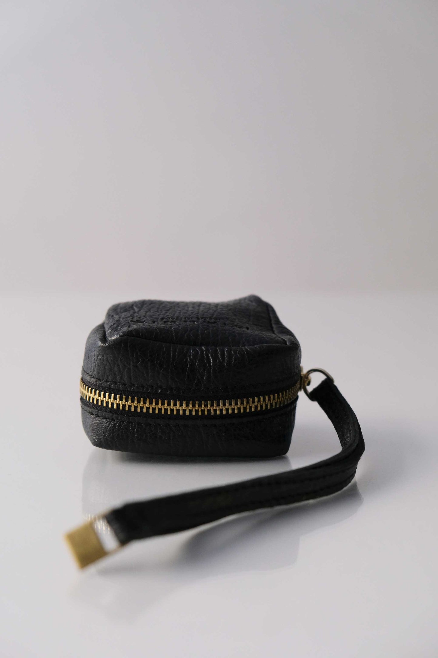 Dream box mini pochette in black printed shark calf leather - Made in Italy -