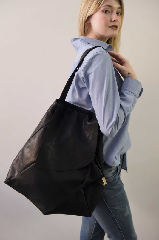 PRE ORDER discount 15%-Ferdi tote bag in black nappa leather  - use code PREORDER15 - ESTIMATED DELIVERY END SEPTEMBER - Made in Italy -
