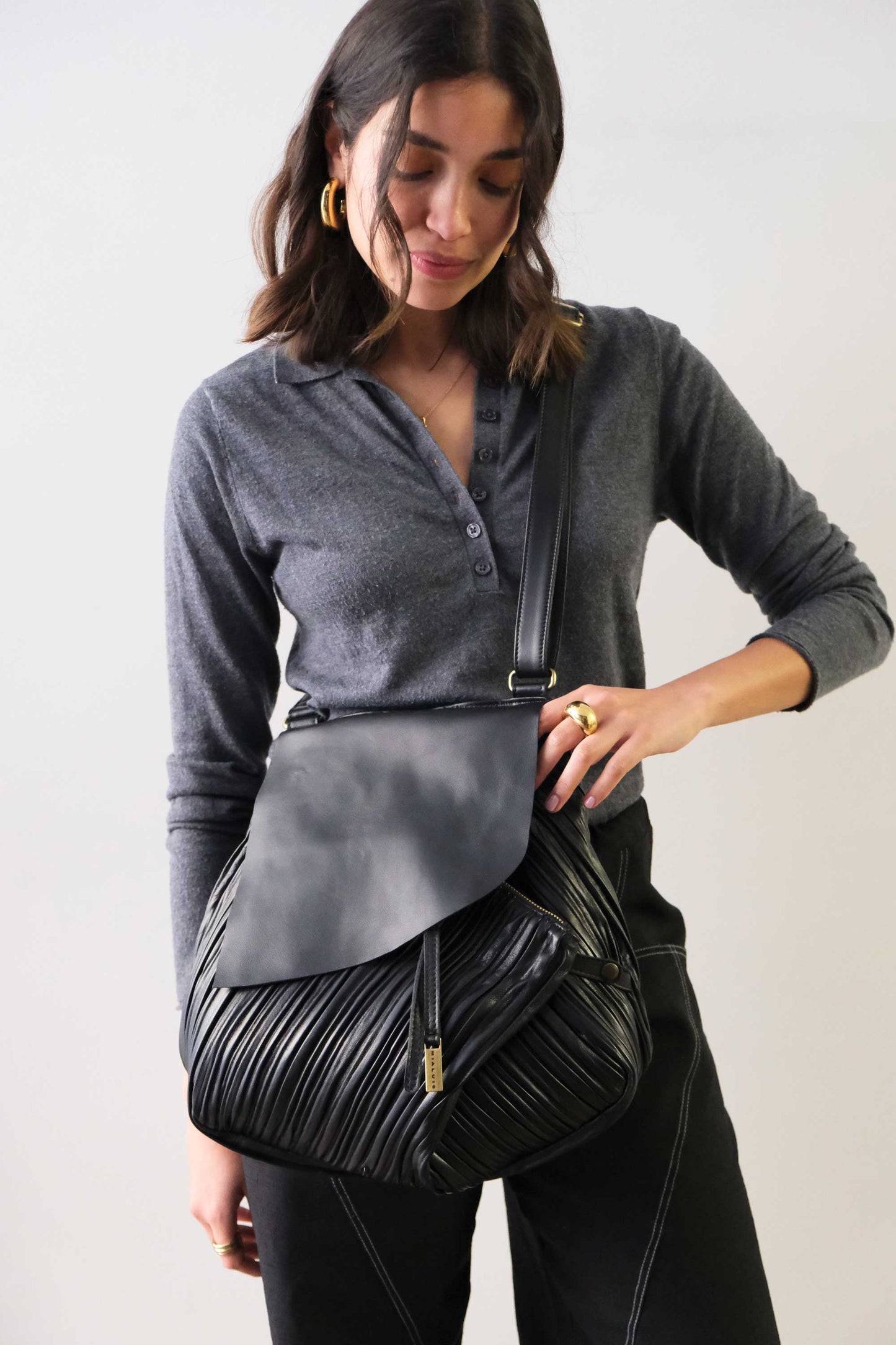 PRE ORDER discount 15%- tote bag in pleated black colour nappa leather - use code PREORDER15 - DELIVERY IS ESTIMATED WITHIN APPROXIMATELY 30 DAYS FROM THE ORDER DATE - Made in Italy -