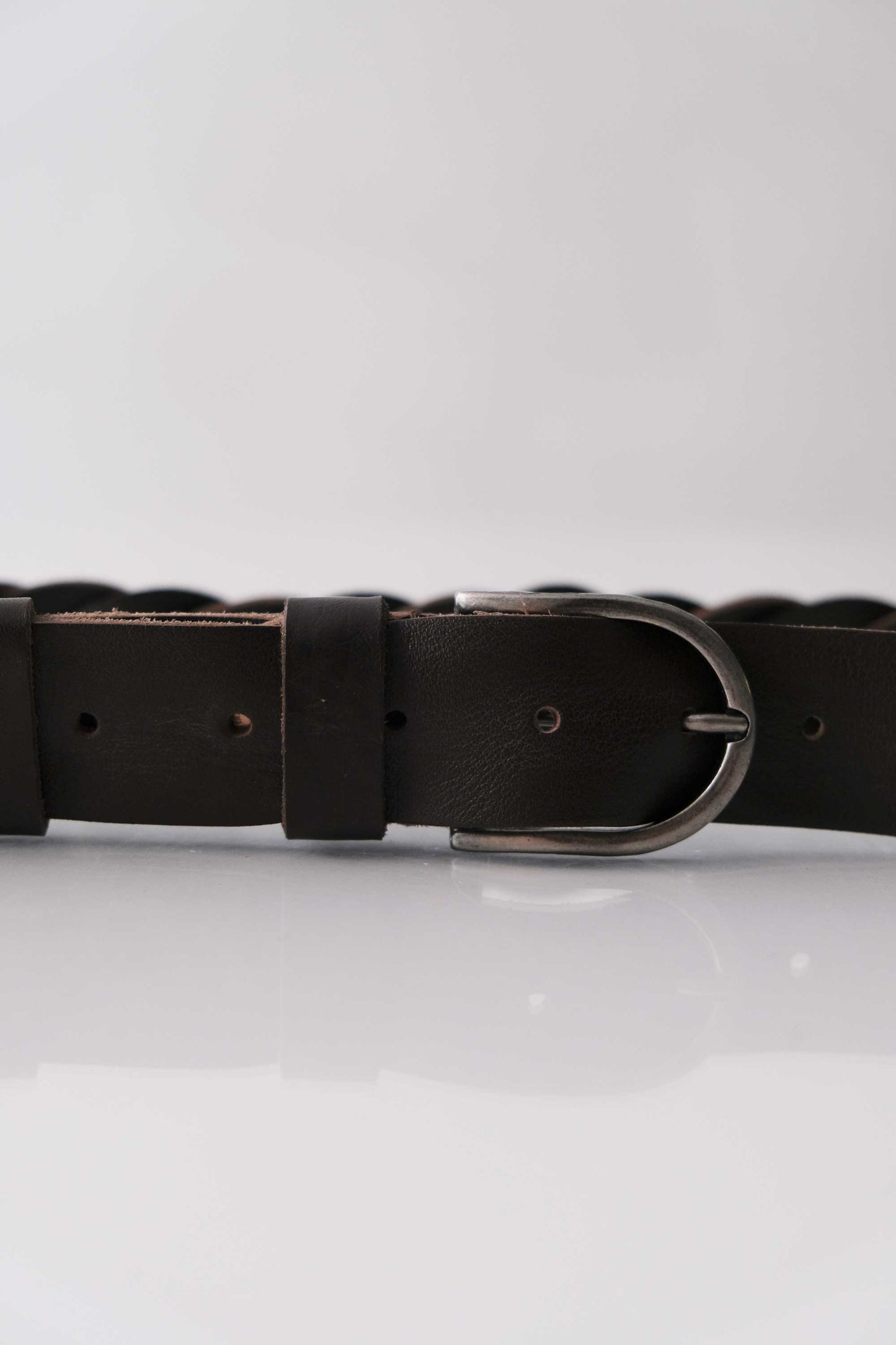 Belt Intreccio natural grain calf dark brown - Made in Italy -
