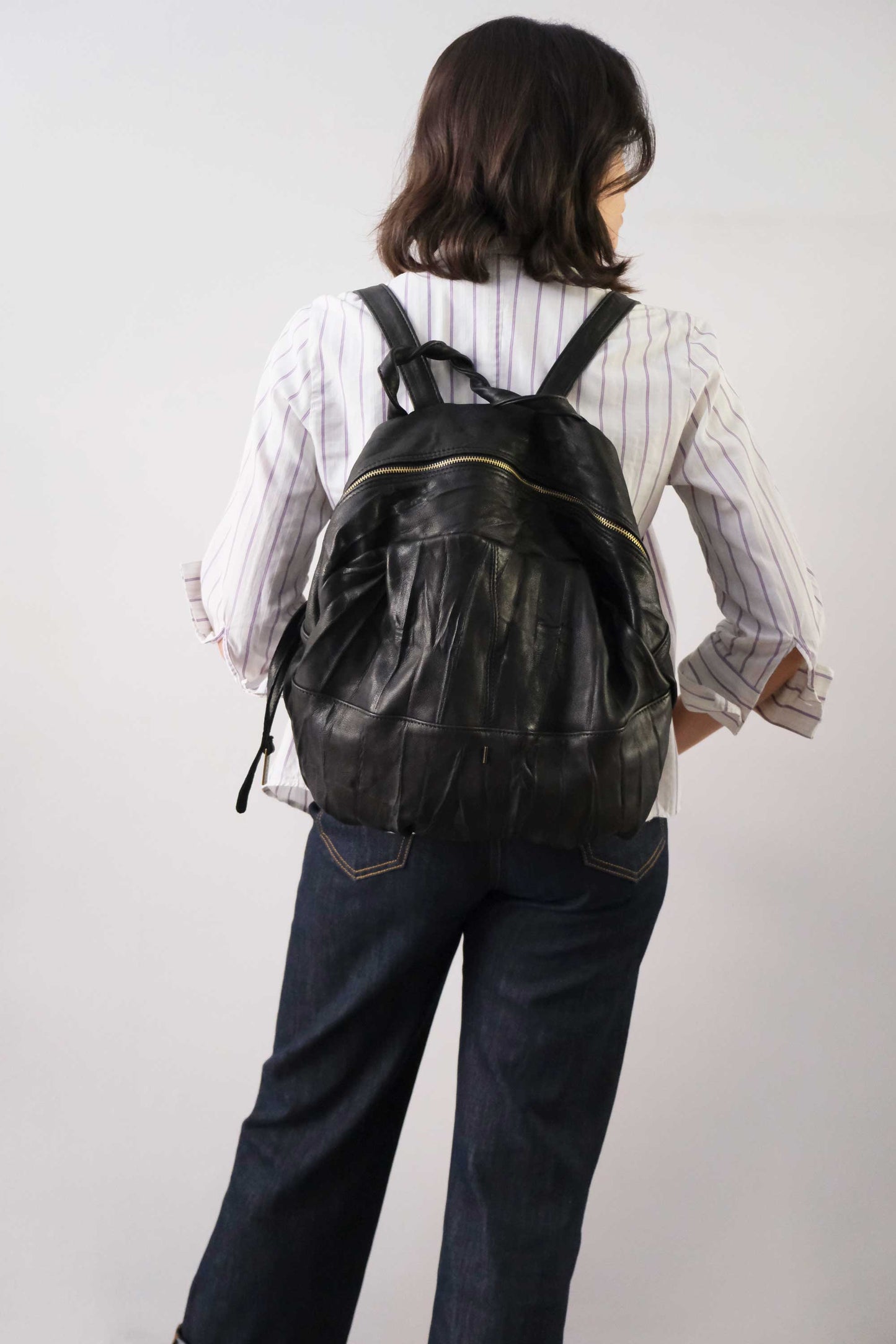 PRE ORDER discount 15%- Nerina backpack in leather black washed and soft lomè nappa leather - use code PREORDER15 - DELIVERY IS ESTIMATED WITHIN APPROXIMATELY 30 DAYS FROM THE ORDER DATE - Made in Italy -