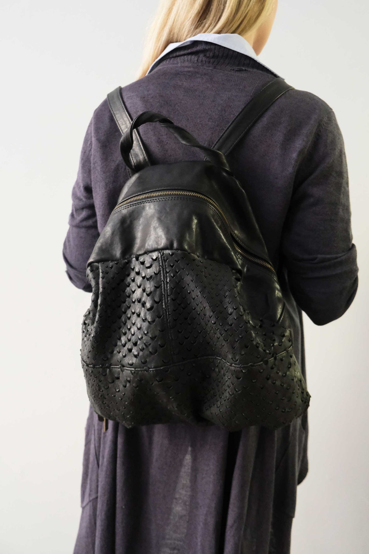 PRE ORDER discount 15%- Nerina backpack in perforated nappa - use code PREORDER15 - DELIVERY IS ESTIMATED WITHIN APPROXIMATELY 30 DAYS FROM THE ORDER DATE - Made in Italy -