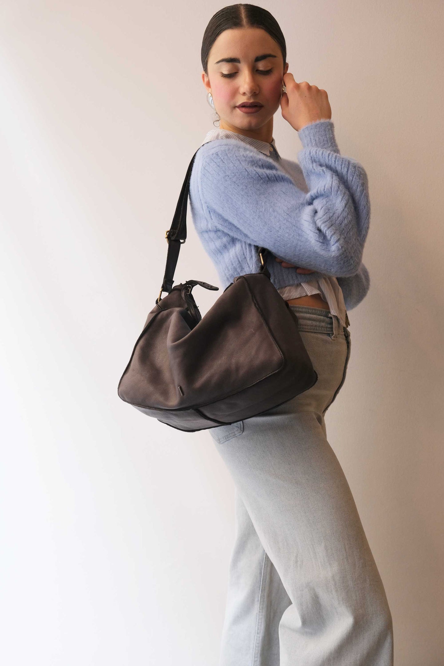 Rechi Big brown garment-dyed leather - Made in Italy -