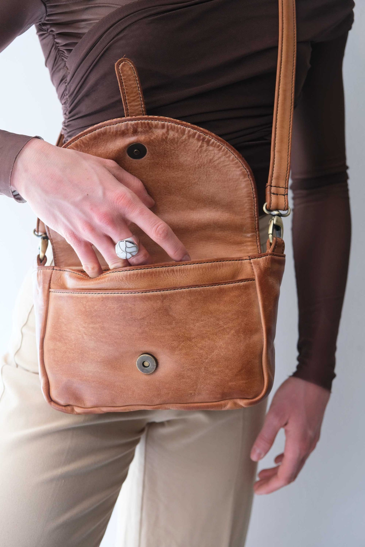 Barbara in turner cognac soft leather  - Made in Italy -
