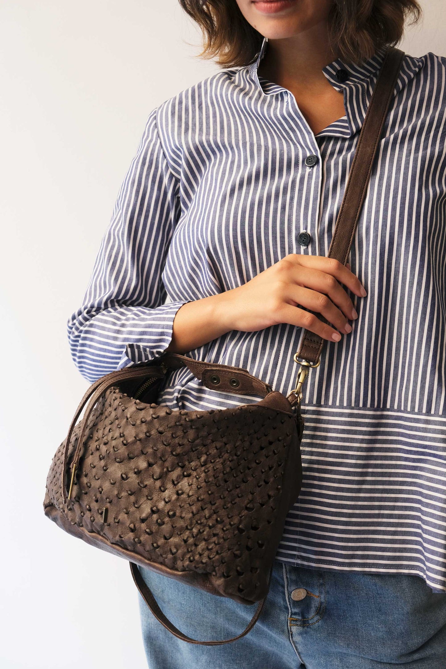 PRE ORDER discount 15%- Chicca Media hobo bag in brown perforated nappa - use code PREORDER15 - DELIVERY IS ESTIMATED WITHIN APPROXIMATELY 30 DAYS FROM THE ORDER DATE - Made in Italy -