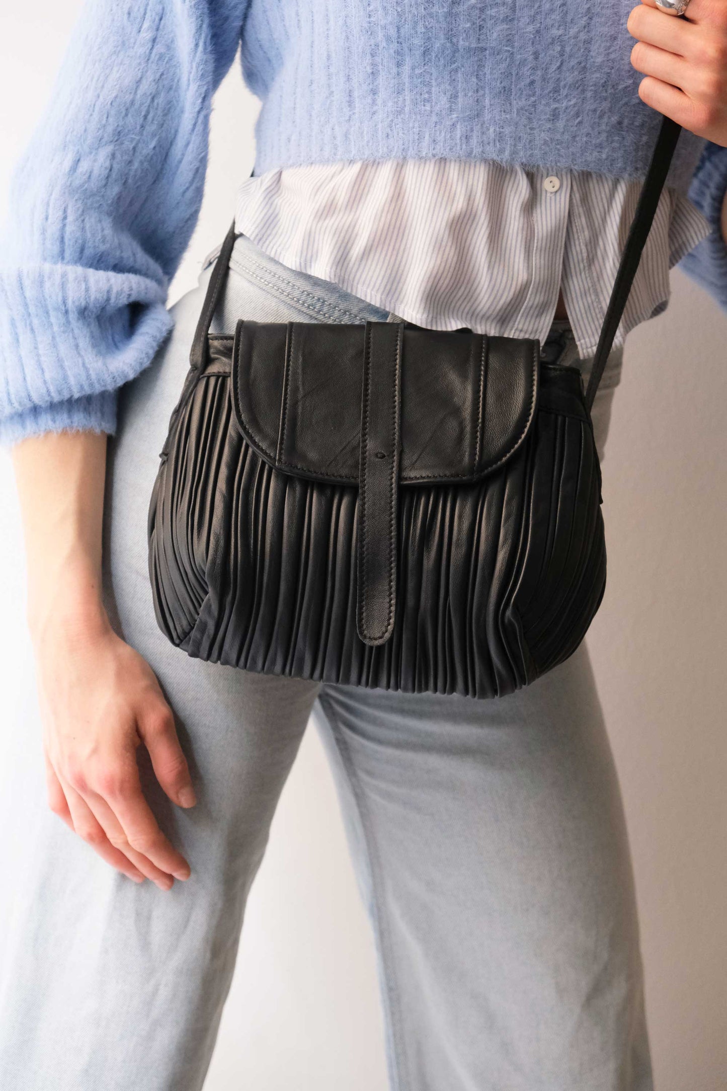 PRE ORDER discount 15%-Do mini saddle bag in pleated black colour nappa leather - use code PREORDER15 - DELIVERY IS ESTIMATED WITHIN APPROXIMATELY 30 DAYS FROM THE ORDER DATE- Made in Italy -