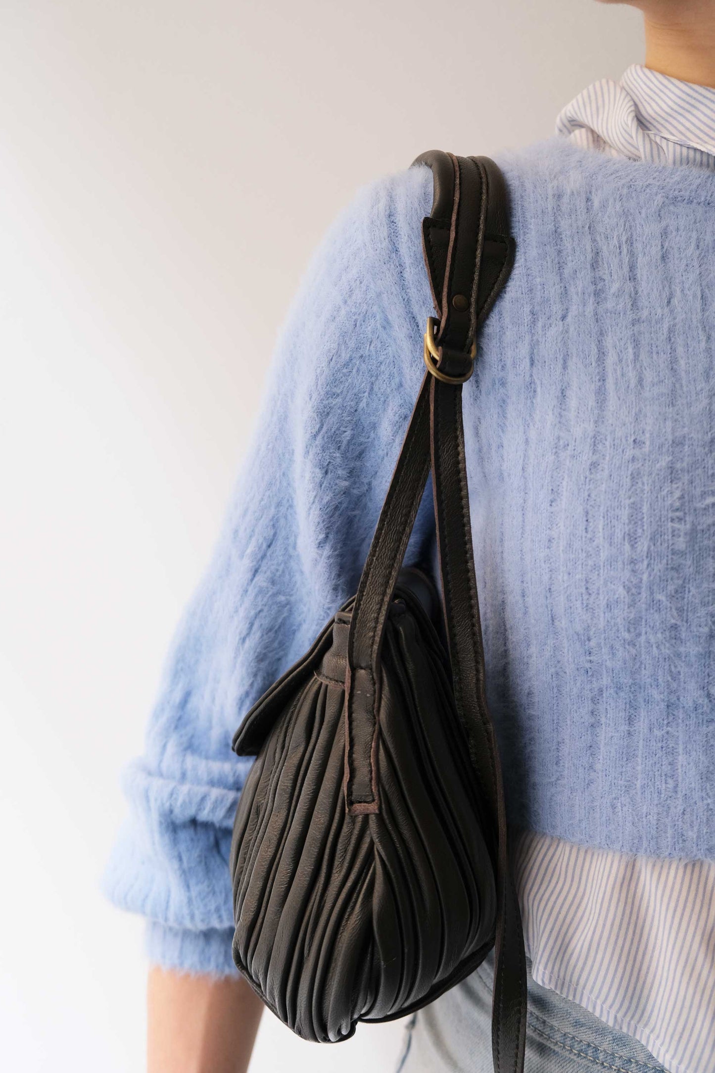 PRE ORDER discount 15%- Do mini saddle bag in pleated brown colour nappa leather - use code PREORDER15 - DELIVERY IS ESTIMATED WITHIN APPROXIMATELY 30 DAYS FROM THE ORDER DATE- Made in Italy -