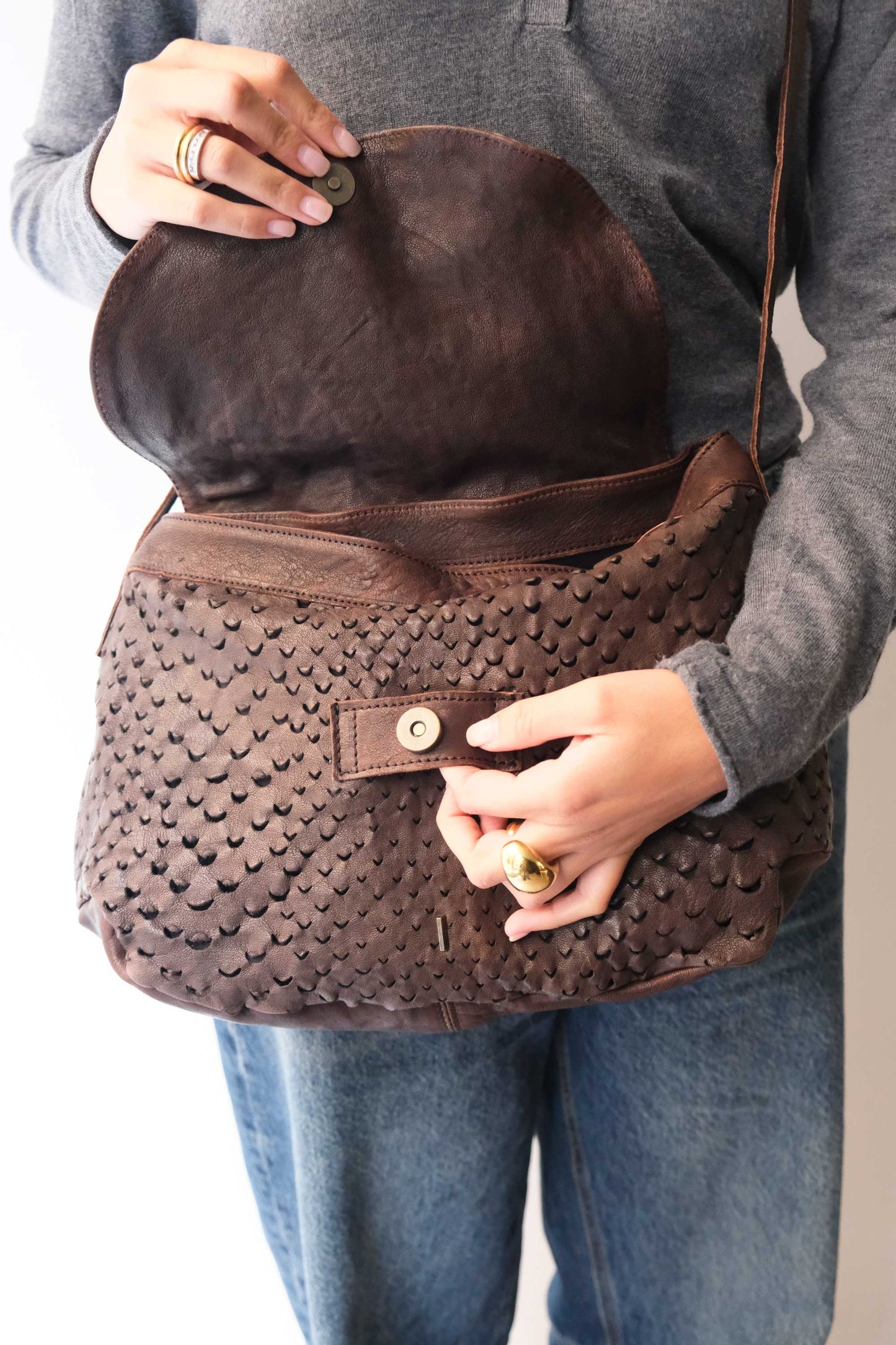 PRE ORDER discount 15%-Do saddle bag in brown perforated leather- use code PREORDER15 - DELIVERY IS ESTIMATED WITHIN APPROXIMATELY 30 DAYS FROM THE ORDER DATE- Made in Italy -
