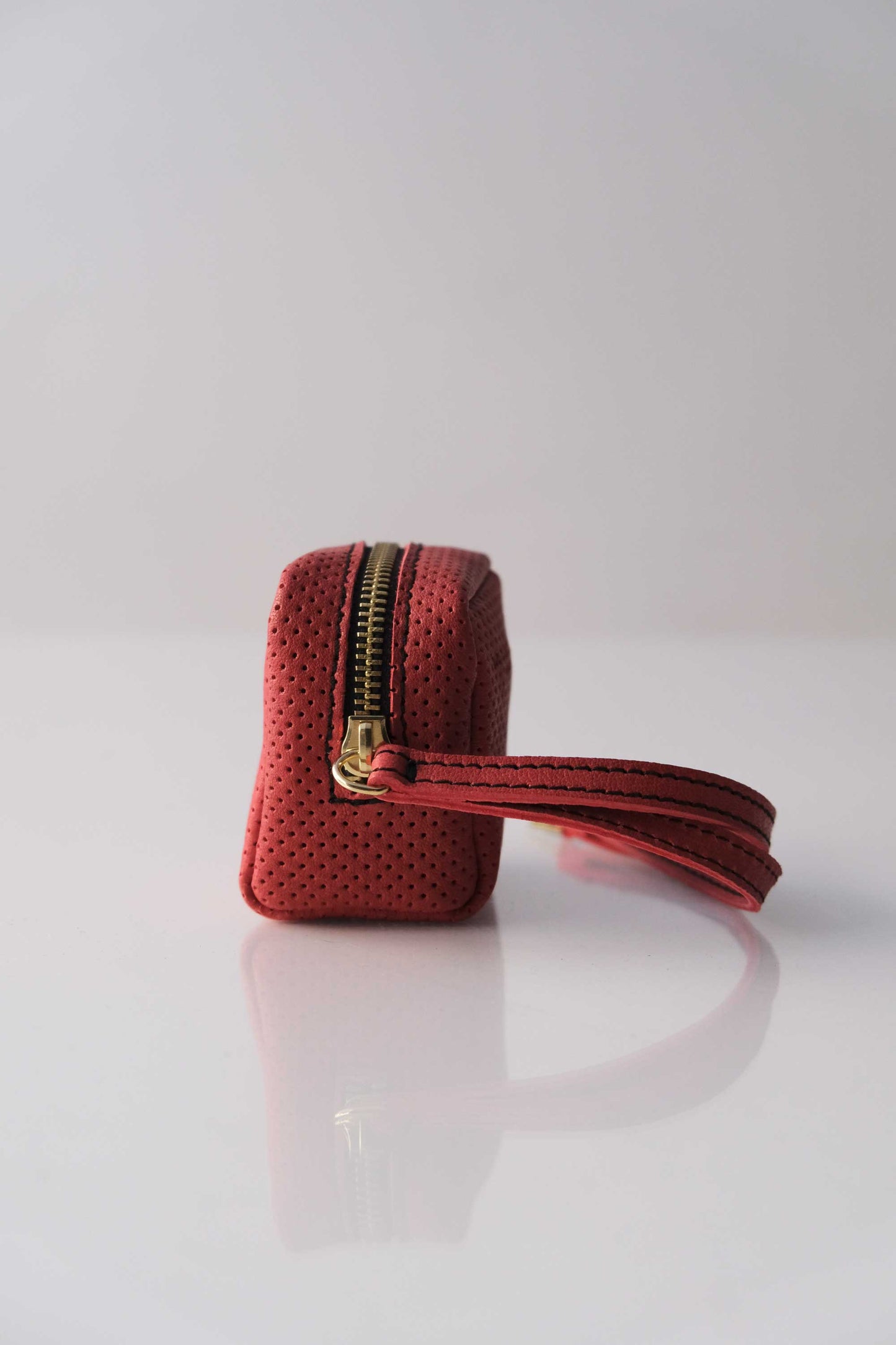 Dream box mini pochette in nappa red perforated vegetable leather - Made in Italy -