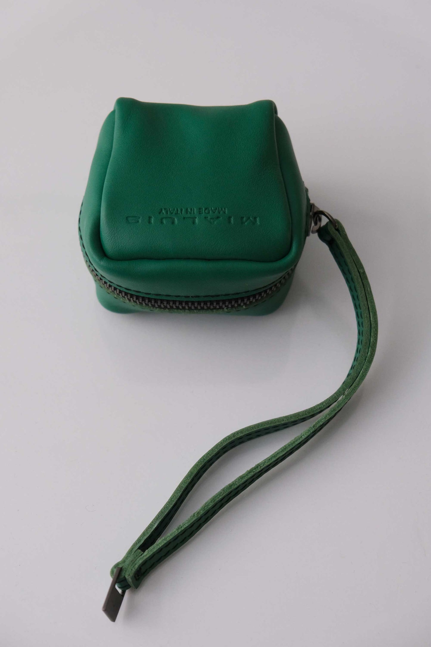 Dream box mini pochette in emerald soft leather - Made in Italy -