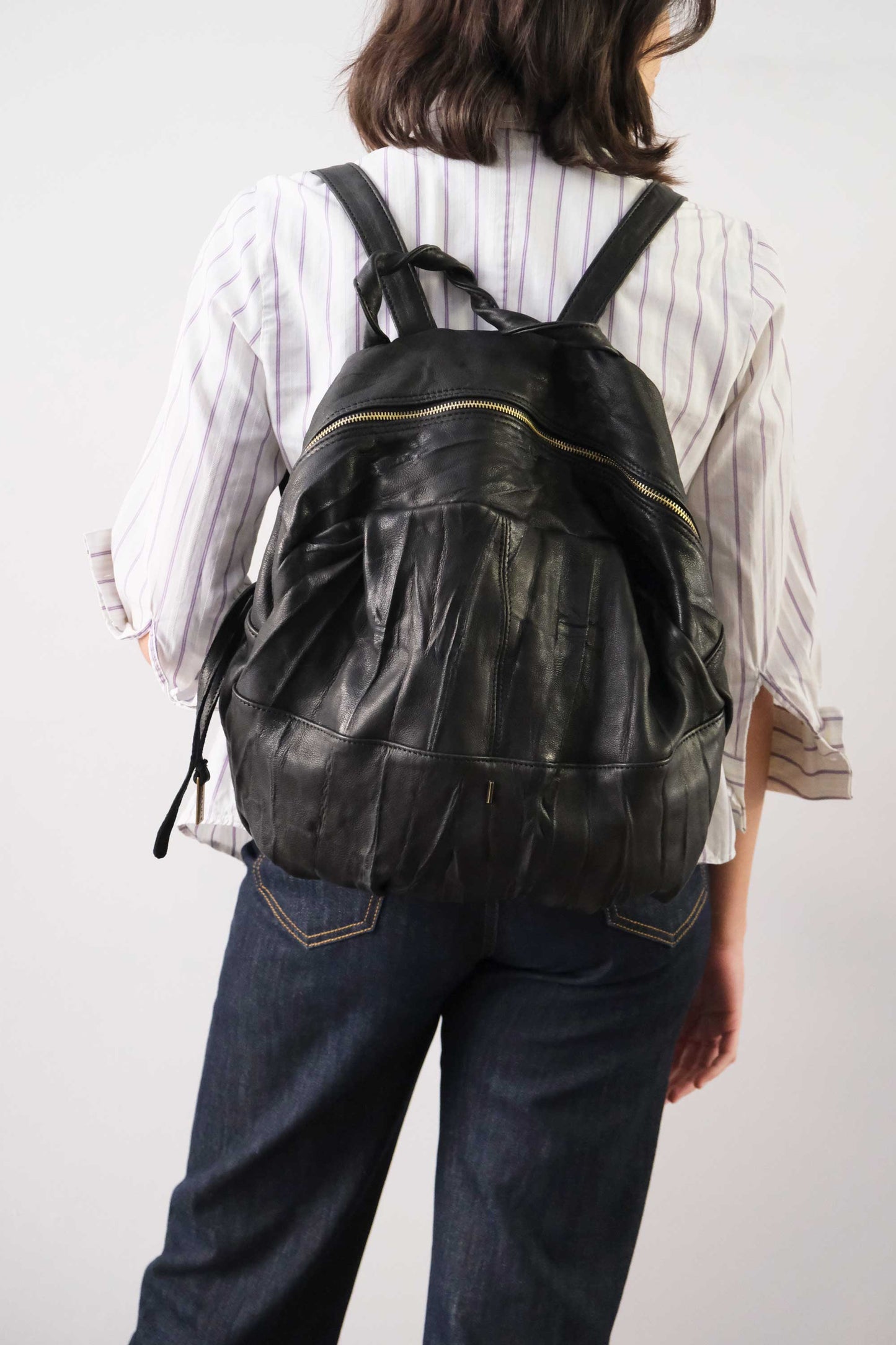 PRE ORDER discount 15%- Nerina backpack in leather black washed and soft lomè nappa leather - use code PREORDER15 - DELIVERY IS ESTIMATED WITHIN APPROXIMATELY 30 DAYS FROM THE ORDER DATE - Made in Italy -