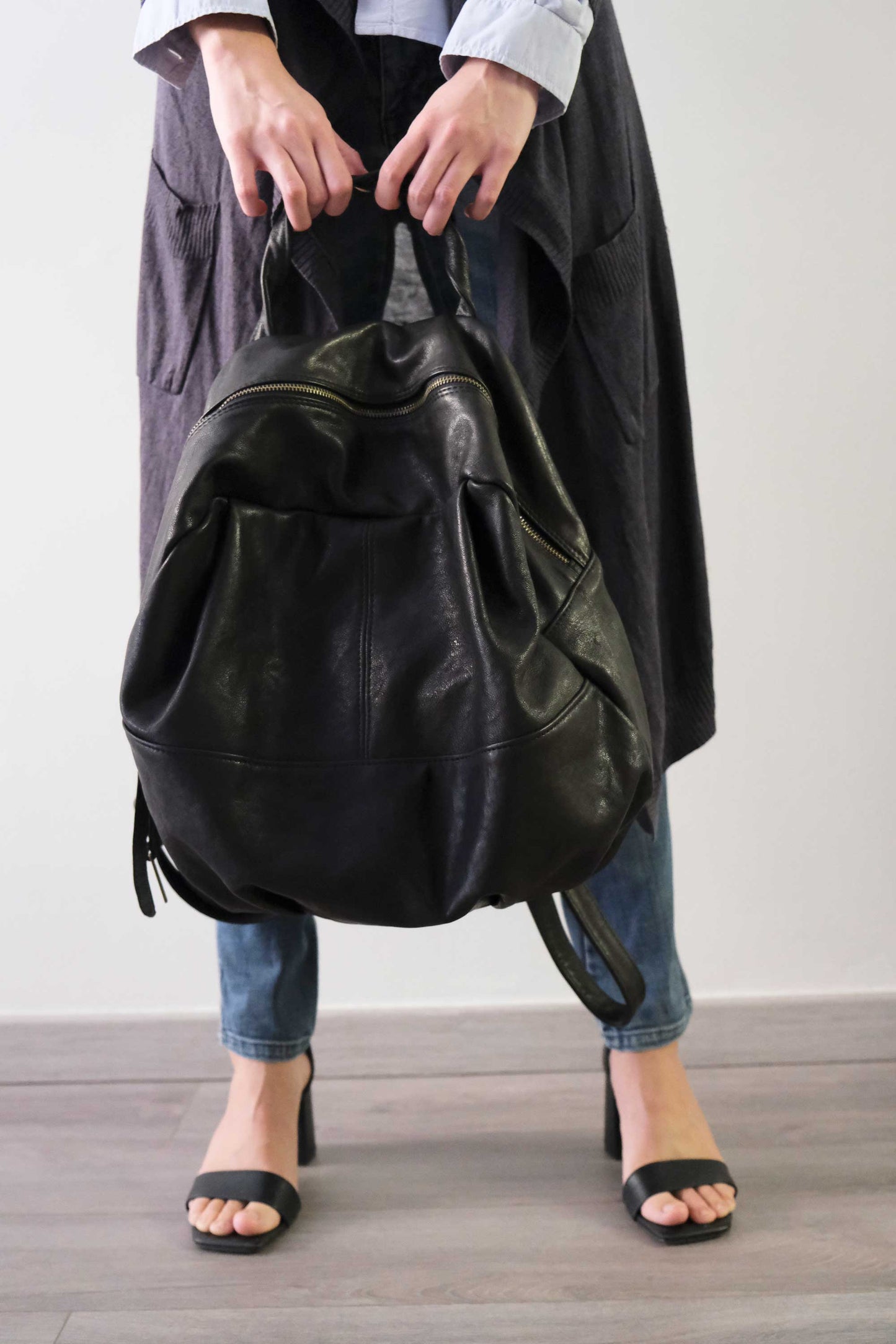 PRE ORDER discount 15%- Nerina backpack in black nappa leather- use code PREORDER15 - DELIVERY IS ESTIMATED WITHIN APPROXIMATELY 30 DAYS FROM THE ORDER DATE - Made in Italy -