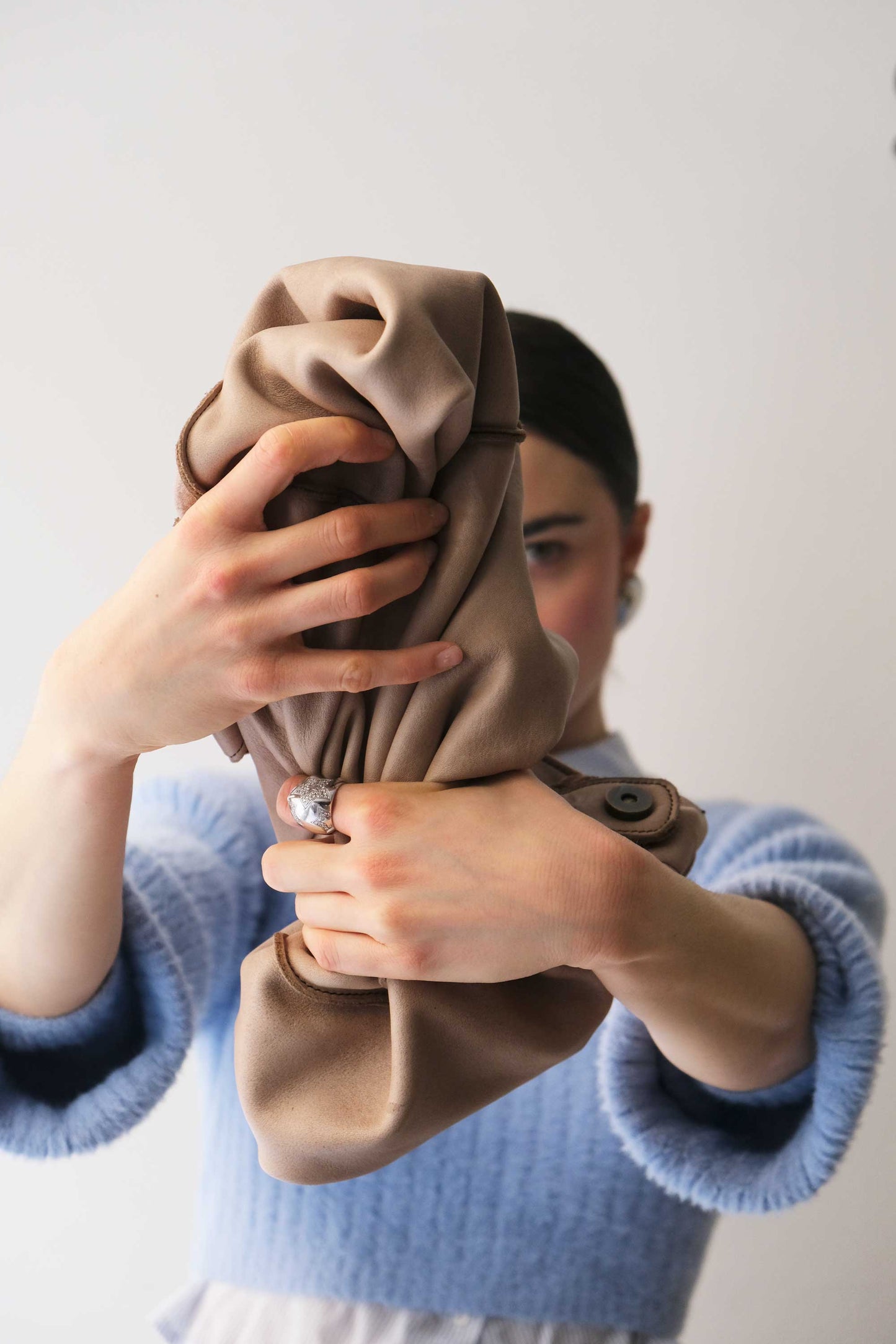 Re bag sand garment-dyed leather - Made in Italy -