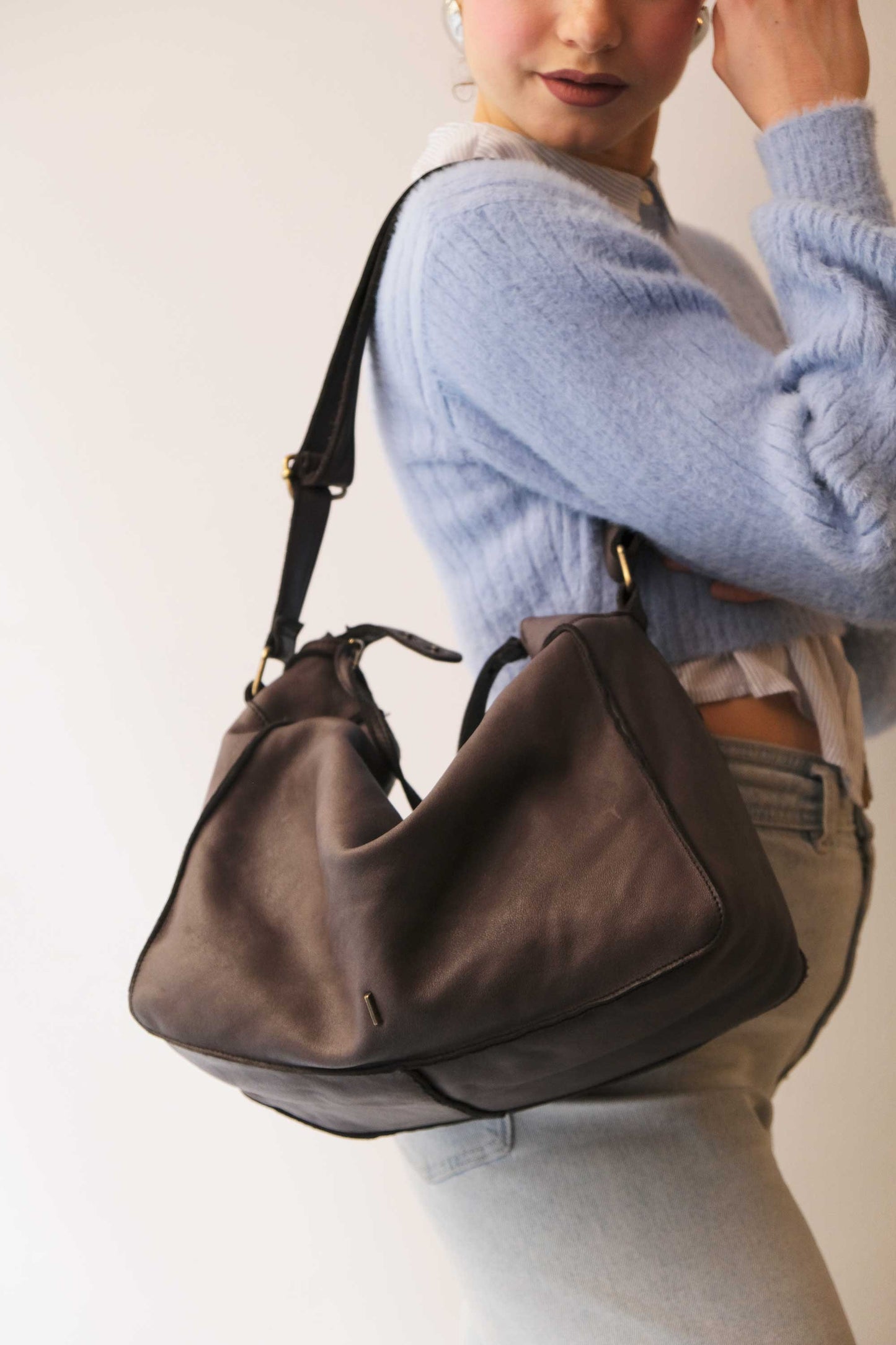 Rechi Big brown garment-dyed leather - Made in Italy -