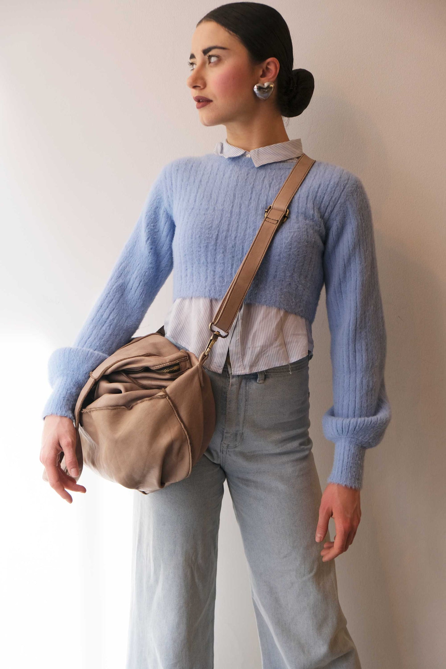 Reri bag sand garment-dyed leather - Made in Italy -