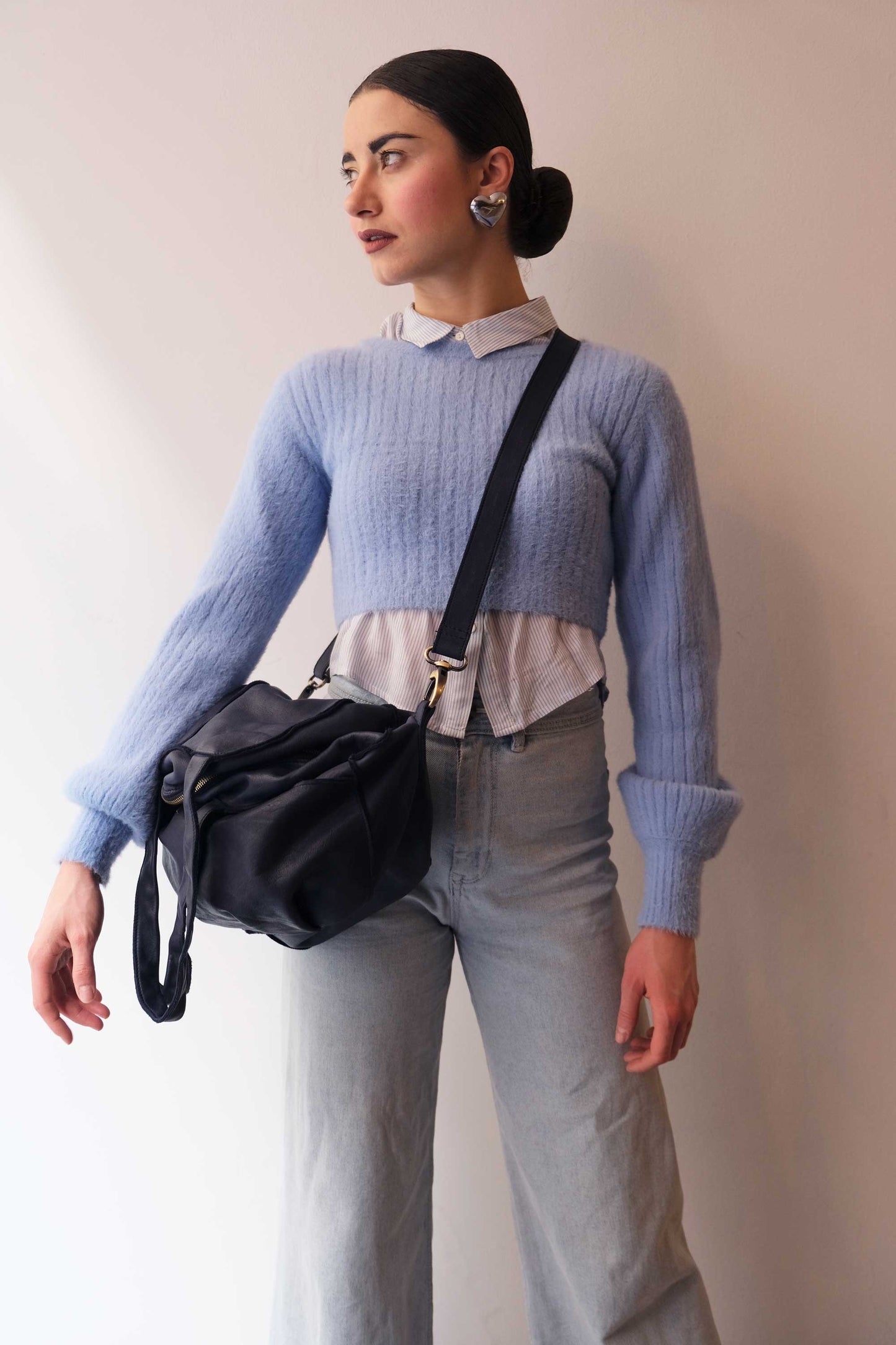 Reri bag navy garment-dyed leather - Made in Italy -
