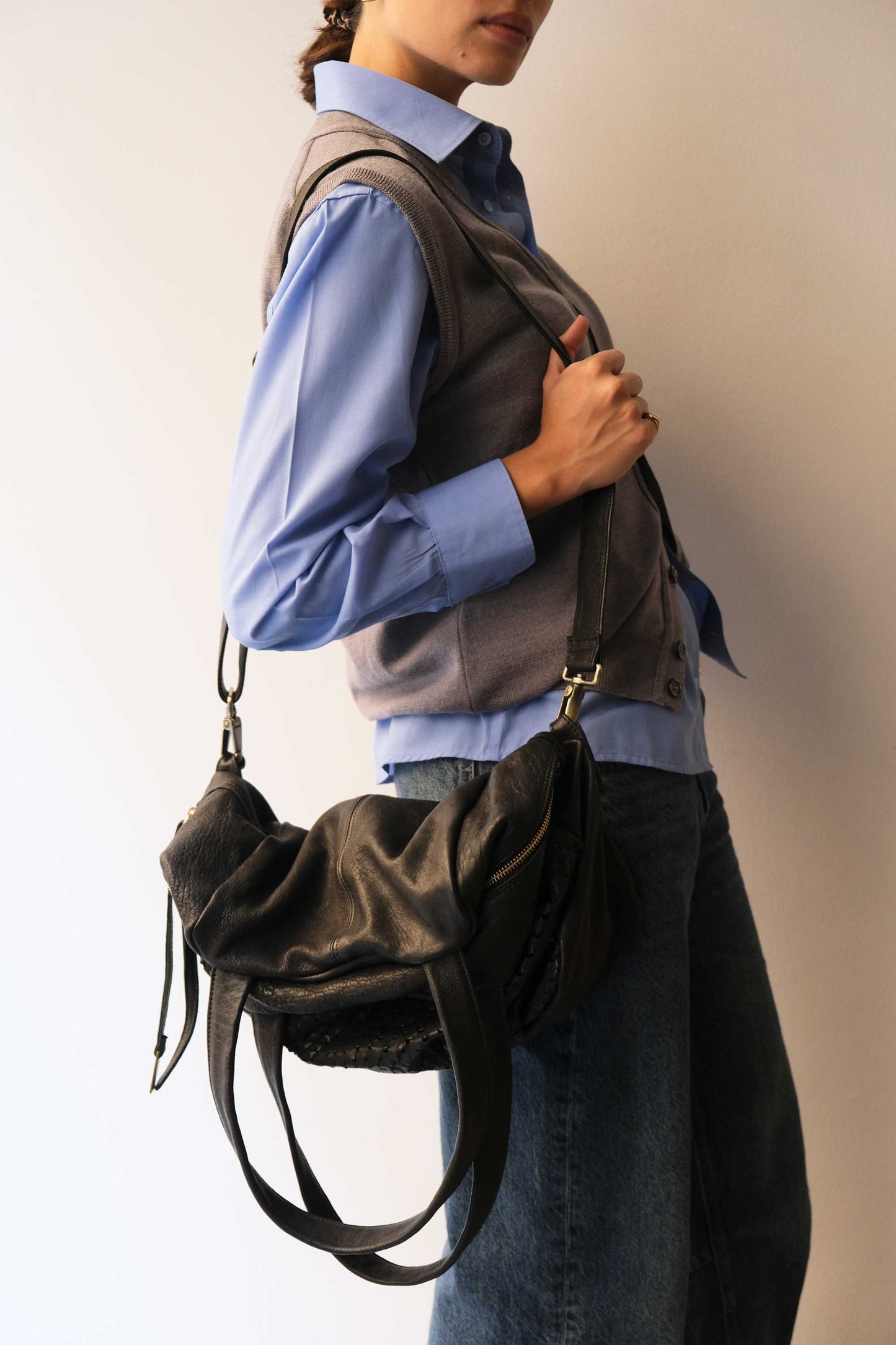 PRE ORDER discount 15%- Riri tote bag in black perforated nappa- use code PREORDER15 - DELIVERY IS ESTIMATED WITHIN APPROXIMATELY 30 DAYS FROM THE ORDER DATE - Made in Italy -