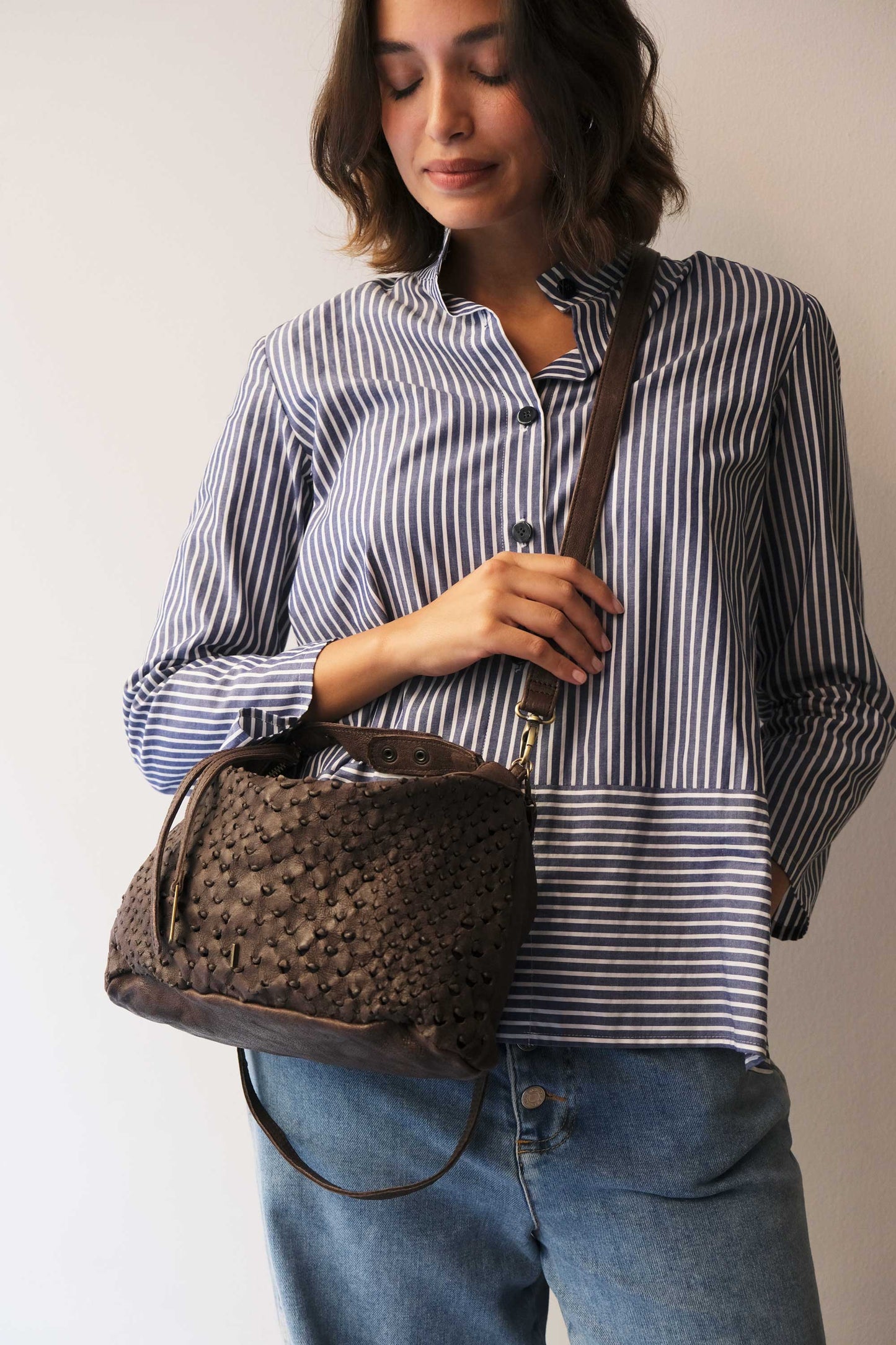 PRE ORDER discount 15%- Chicca Media hobo bag in brown perforated nappa - use code PREORDER15 - DELIVERY IS ESTIMATED WITHIN APPROXIMATELY 30 DAYS FROM THE ORDER DATE - Made in Italy -