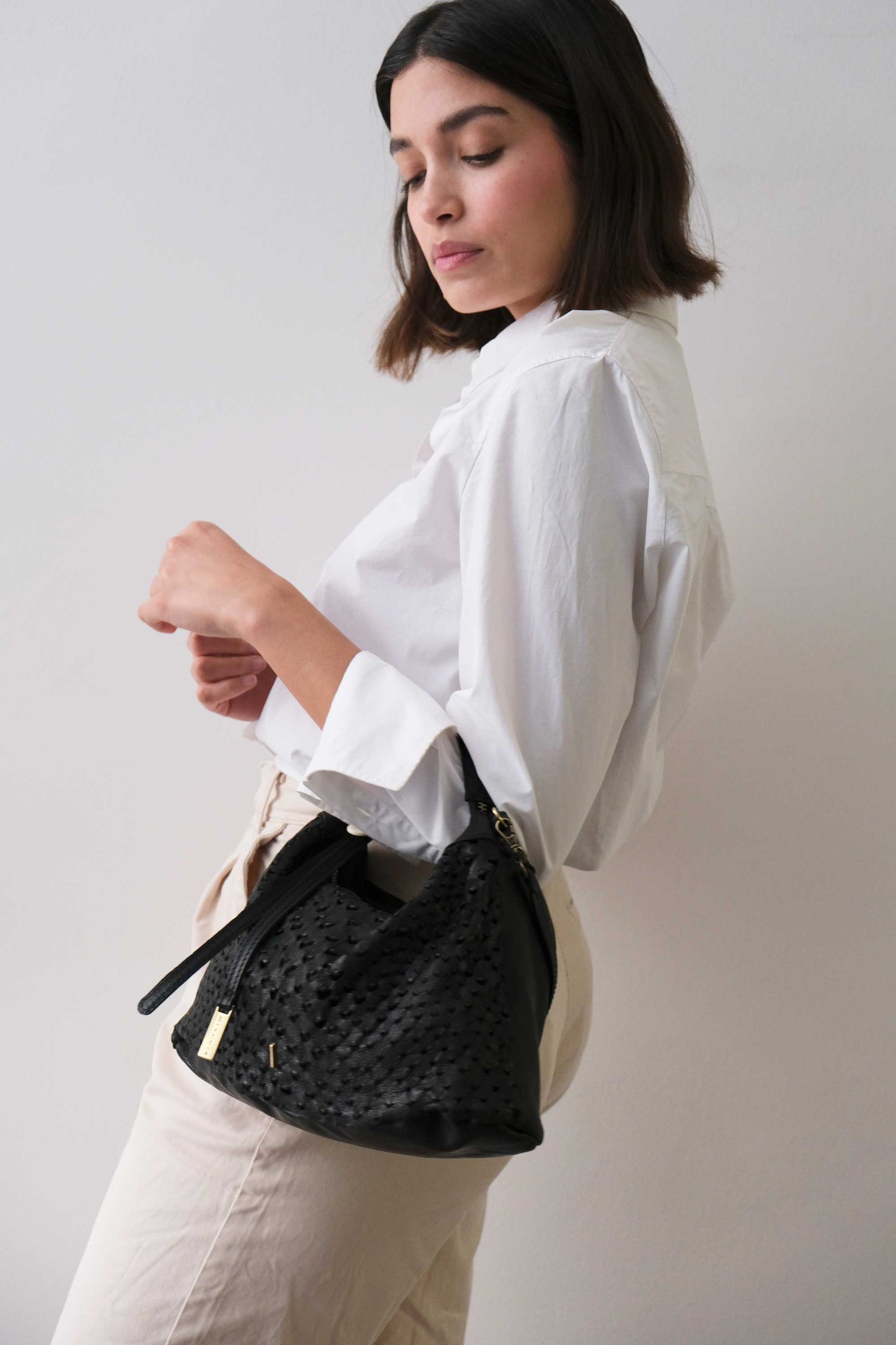 PRE ORDER discount 15%- Chicca Media hobo bag in black perforated nappa - use code PREORDER15 - DELIVERY IS ESTIMATED WITHIN APPROXIMATELY 30 DAYS FROM THE ORDER DATE- Made in Italy -