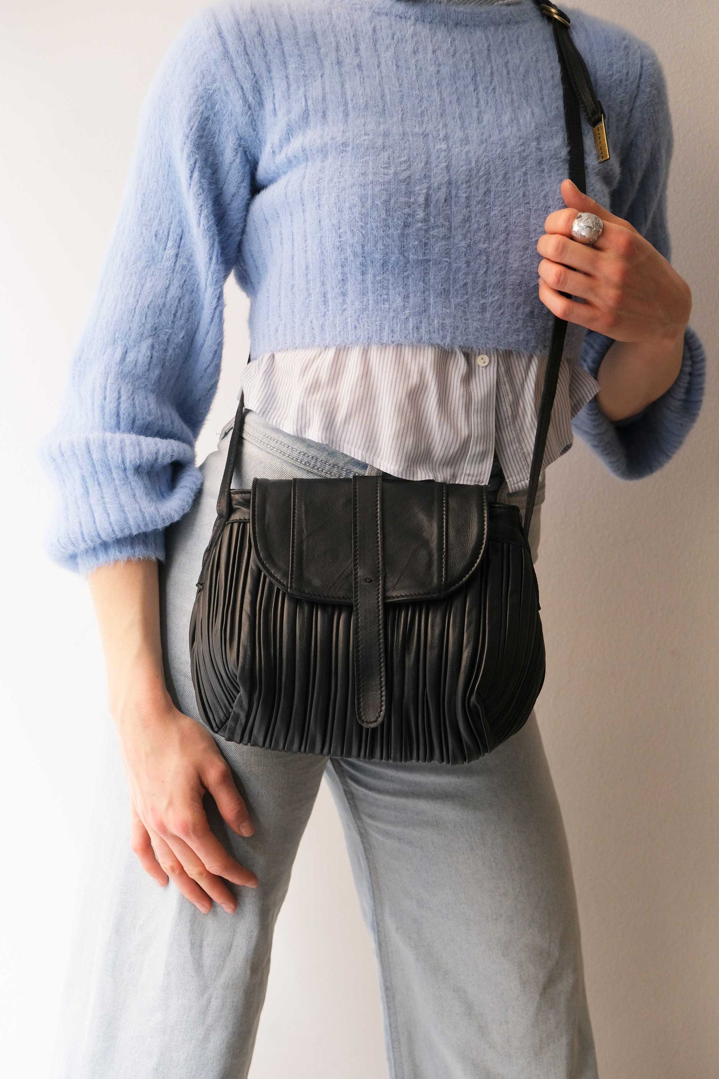 PRE ORDER discount 15%-Do mini saddle bag in pleated black colour nappa leather - use code PREORDER15 - DELIVERY IS ESTIMATED WITHIN APPROXIMATELY 30 DAYS FROM THE ORDER DATE- Made in Italy -