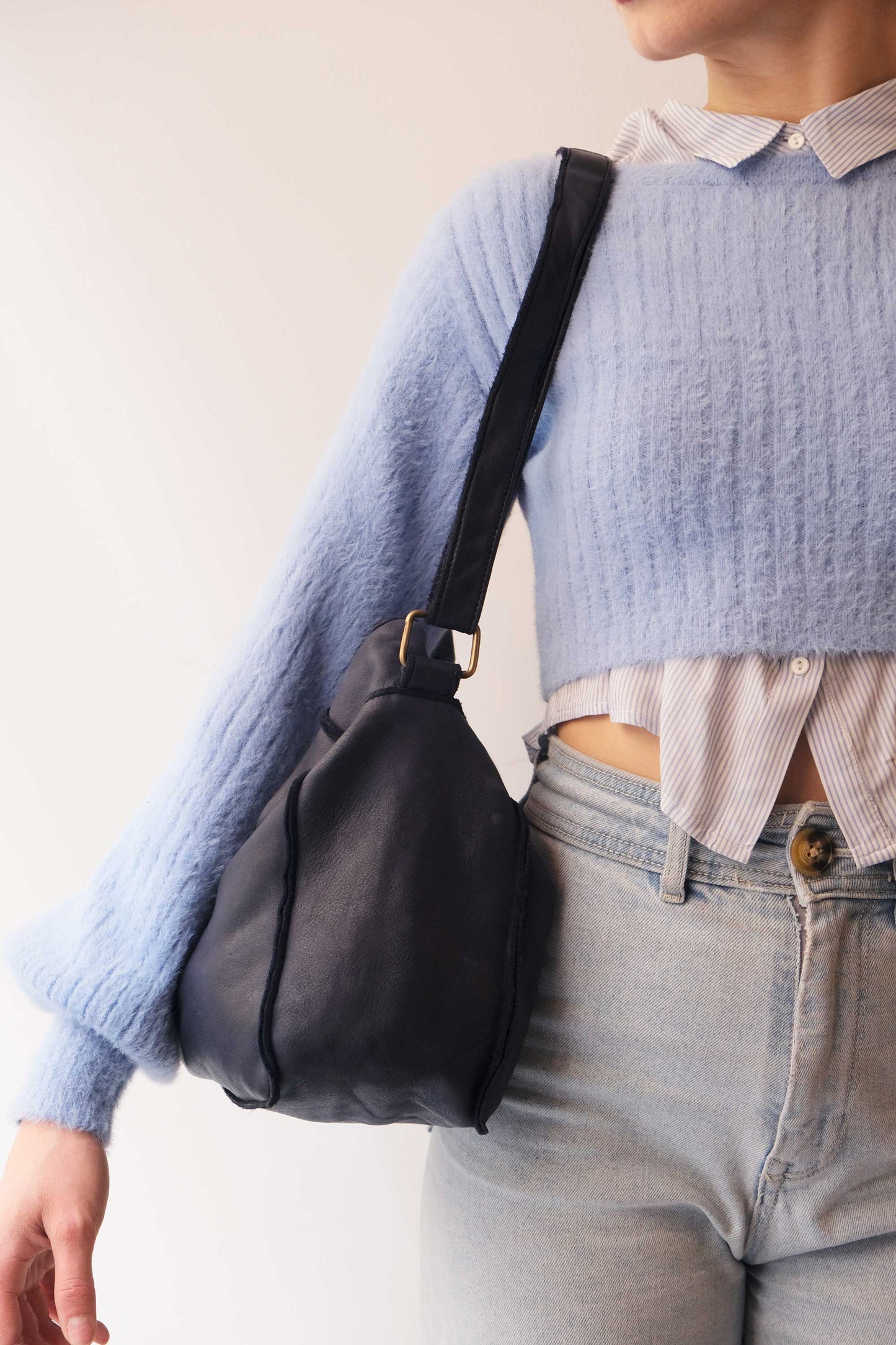 Rechi Big navy garment-dyed leather - Made in Italy -