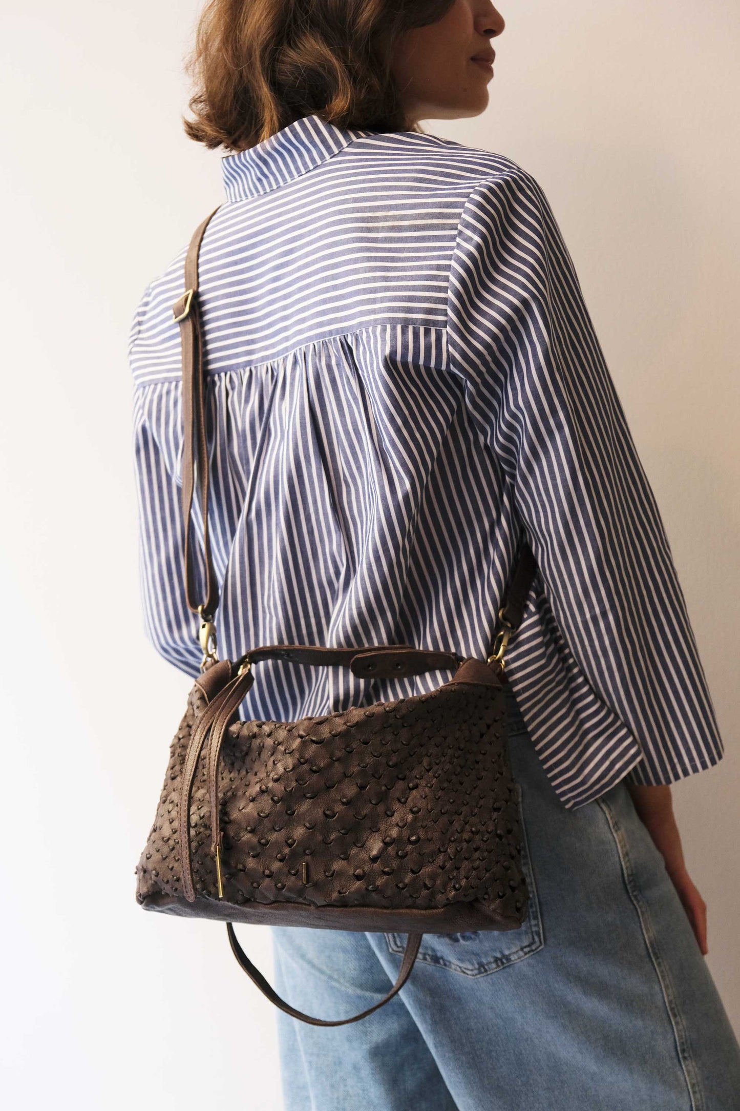 PRE ORDER discount 15%- Chicca Media hobo bag in brown perforated nappa - use code PREORDER15 - DELIVERY IS ESTIMATED WITHIN APPROXIMATELY 30 DAYS FROM THE ORDER DATE - Made in Italy -