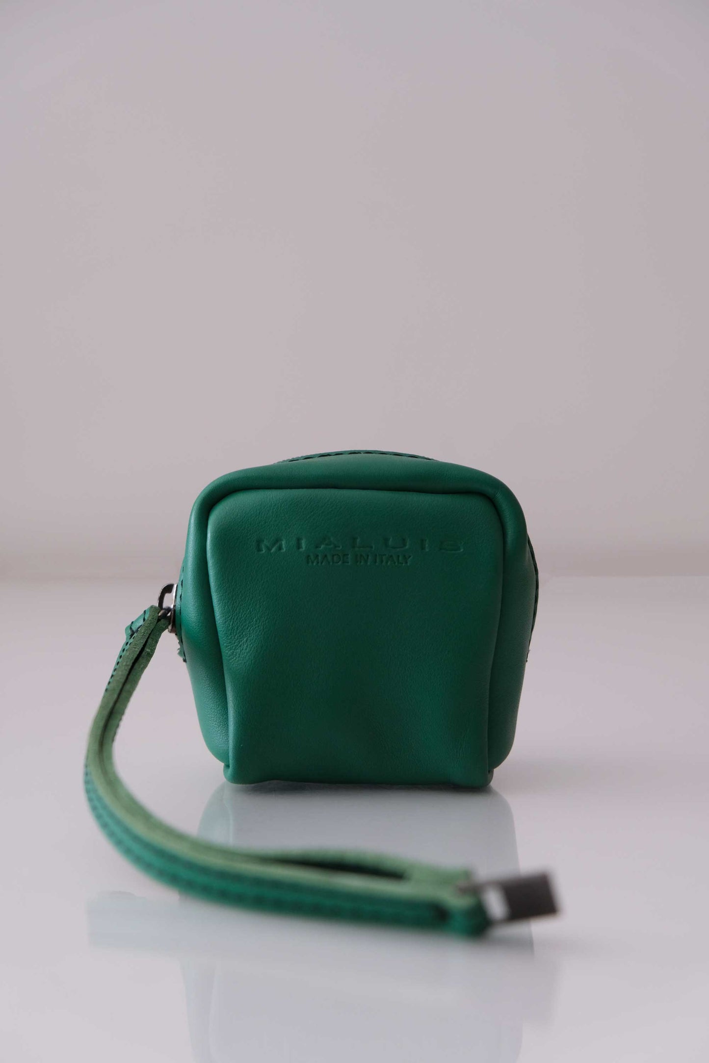 Dream box mini pochette in emerald soft leather - Made in Italy -