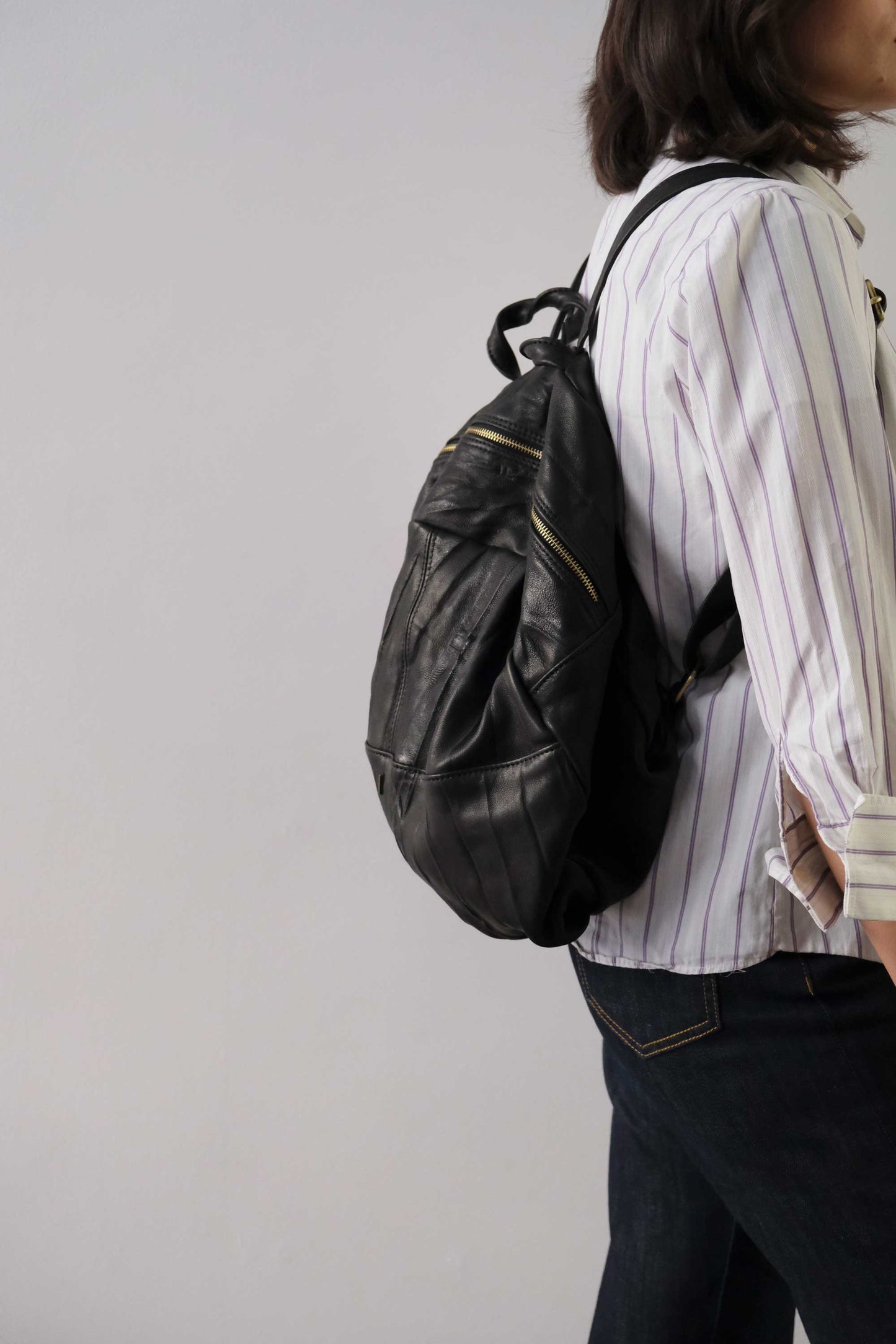 PRE ORDER discount 15%- Nerina backpack in leather black washed and soft lomè nappa leather - use code PREORDER15 - DELIVERY IS ESTIMATED WITHIN APPROXIMATELY 30 DAYS FROM THE ORDER DATE - Made in Italy -