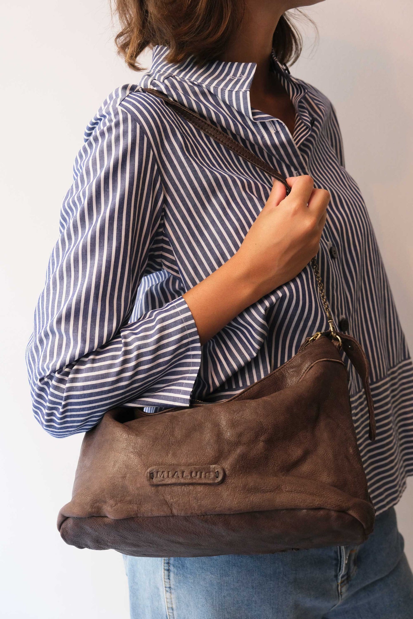 PRE ORDER discount 15%- Chicca Media hobo bag in brown perforated nappa - use code PREORDER15 - DELIVERY IS ESTIMATED WITHIN APPROXIMATELY 30 DAYS FROM THE ORDER DATE - Made in Italy -