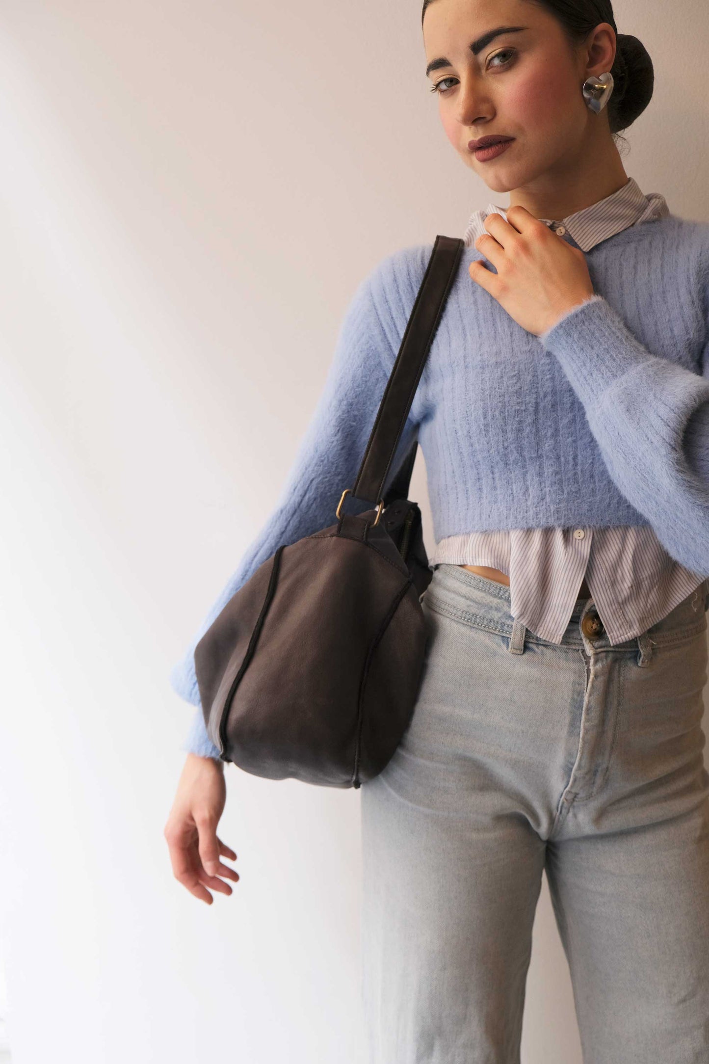 Rechi Big brown garment-dyed leather - Made in Italy -