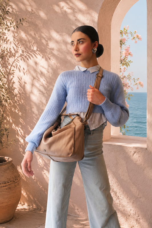 Rechi Big sand garment-dyed leather - Made in Italy -