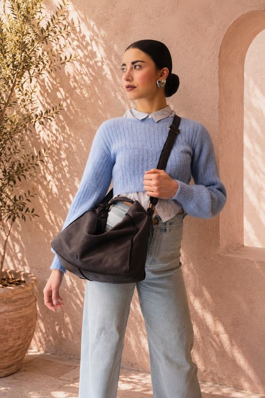 Rechi Big brown garment-dyed leather - Made in Italy -