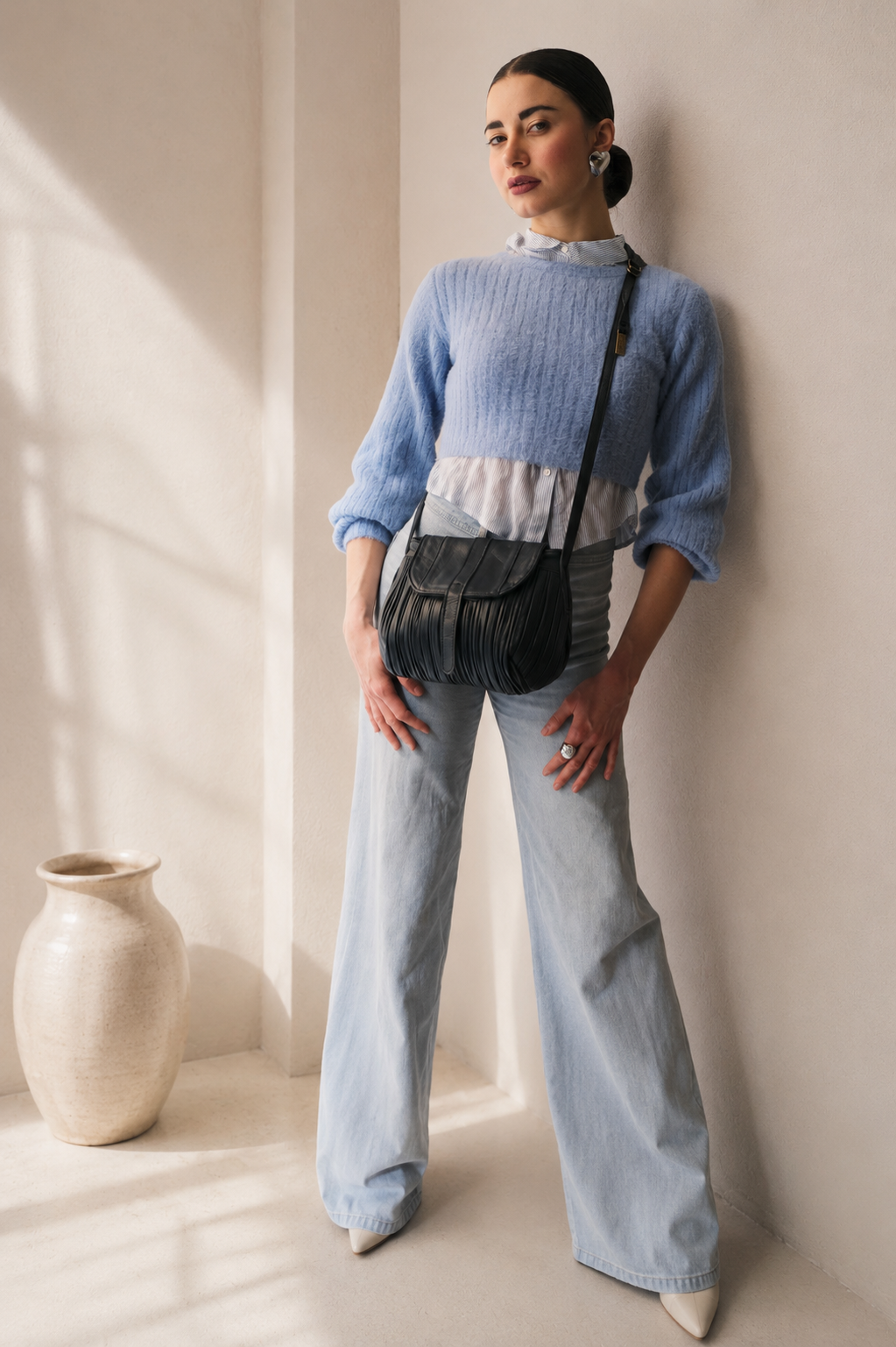PRE ORDER discount 15%-Do mini saddle bag in pleated navy colour nappa leather - use code PREORDER15 - DELIVERY IS ESTIMATED WITHIN APPROXIMATELY 30 DAYS FROM THE ORDER DATE- Made in Italy -